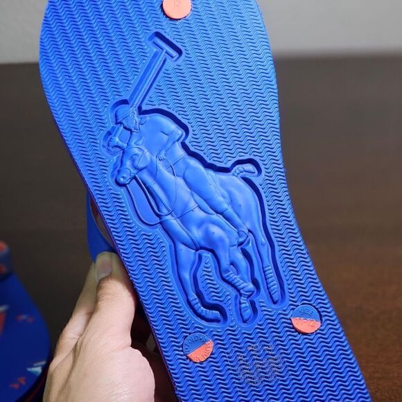 Polo Ralph Lauren Thong Sandals Men\'s Size 11 Blue Red Beach Ship Vacation New main image 7